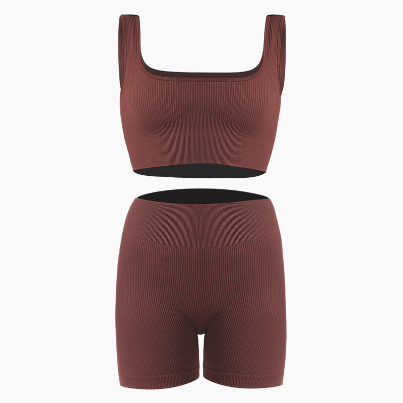 Juego de ropa de yoga de cintura fría para el chaleco seco rápido y sin costura